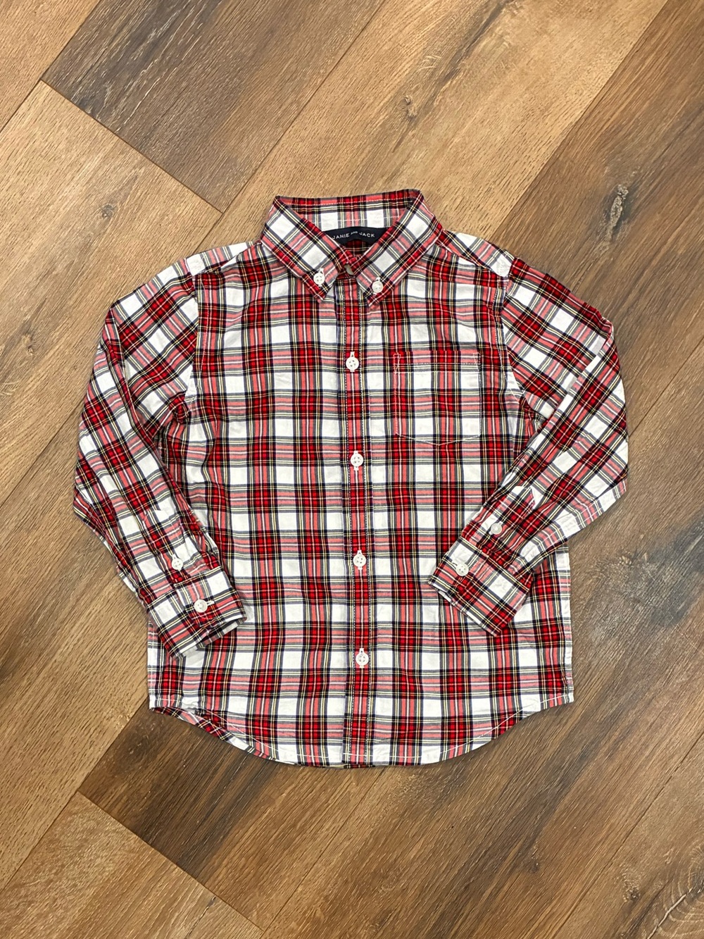 Janie & Jack Red Plaid Button Down Shirt Top Christmas Holiday 3T